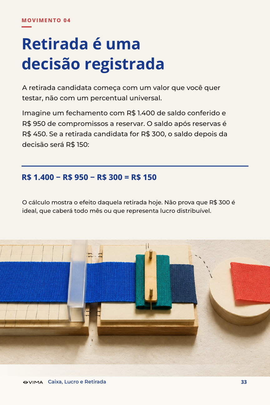 Página da ferramenta para registrar a retirada.
