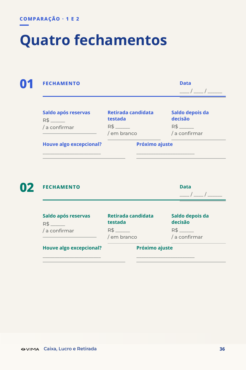 Página de fechamento e comparação do ebook.